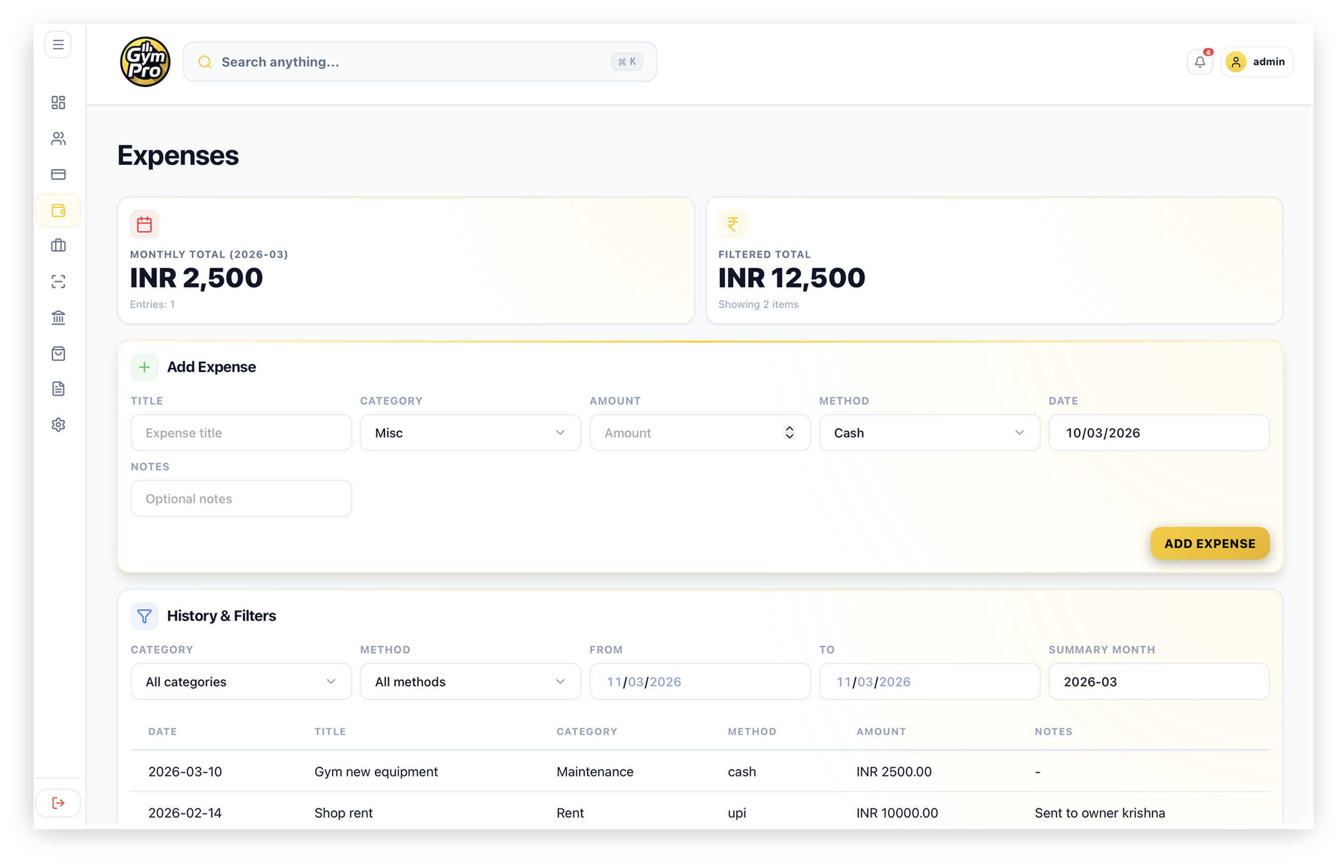 Expenses preview